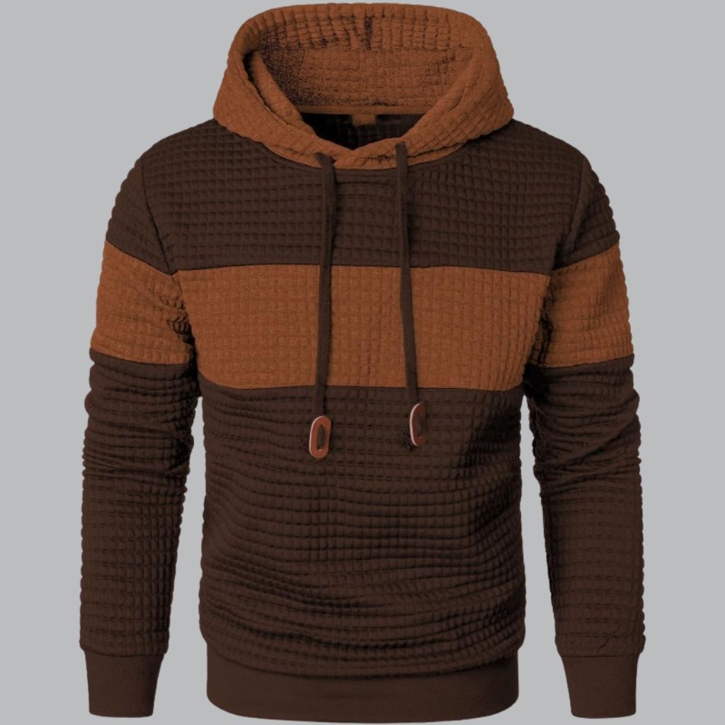  Long Sleeve Pullover Patchwork Plaid Jacquard Hoodie