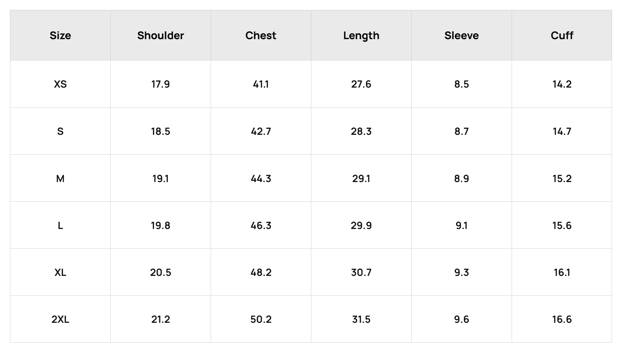 Size Chart