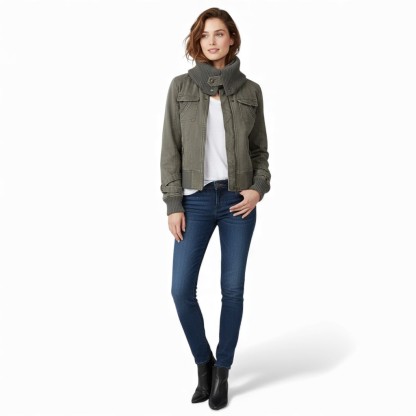 Ribbed Collar Cargo Jacket