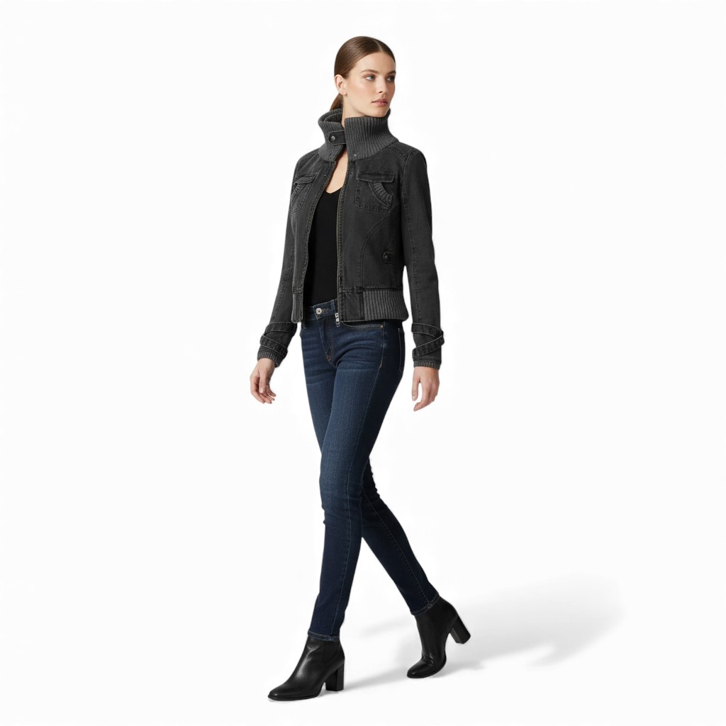 Ribbed Collar Cargo Jacket