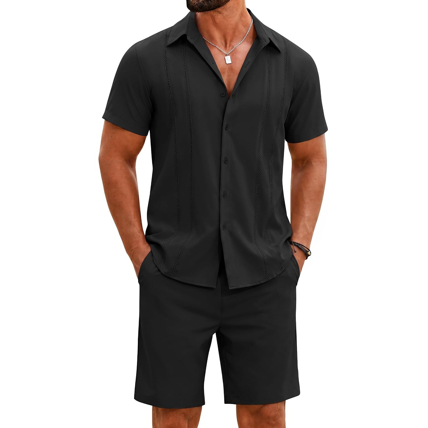 Summer Casual Beach Shorts And Shirt Set For Men