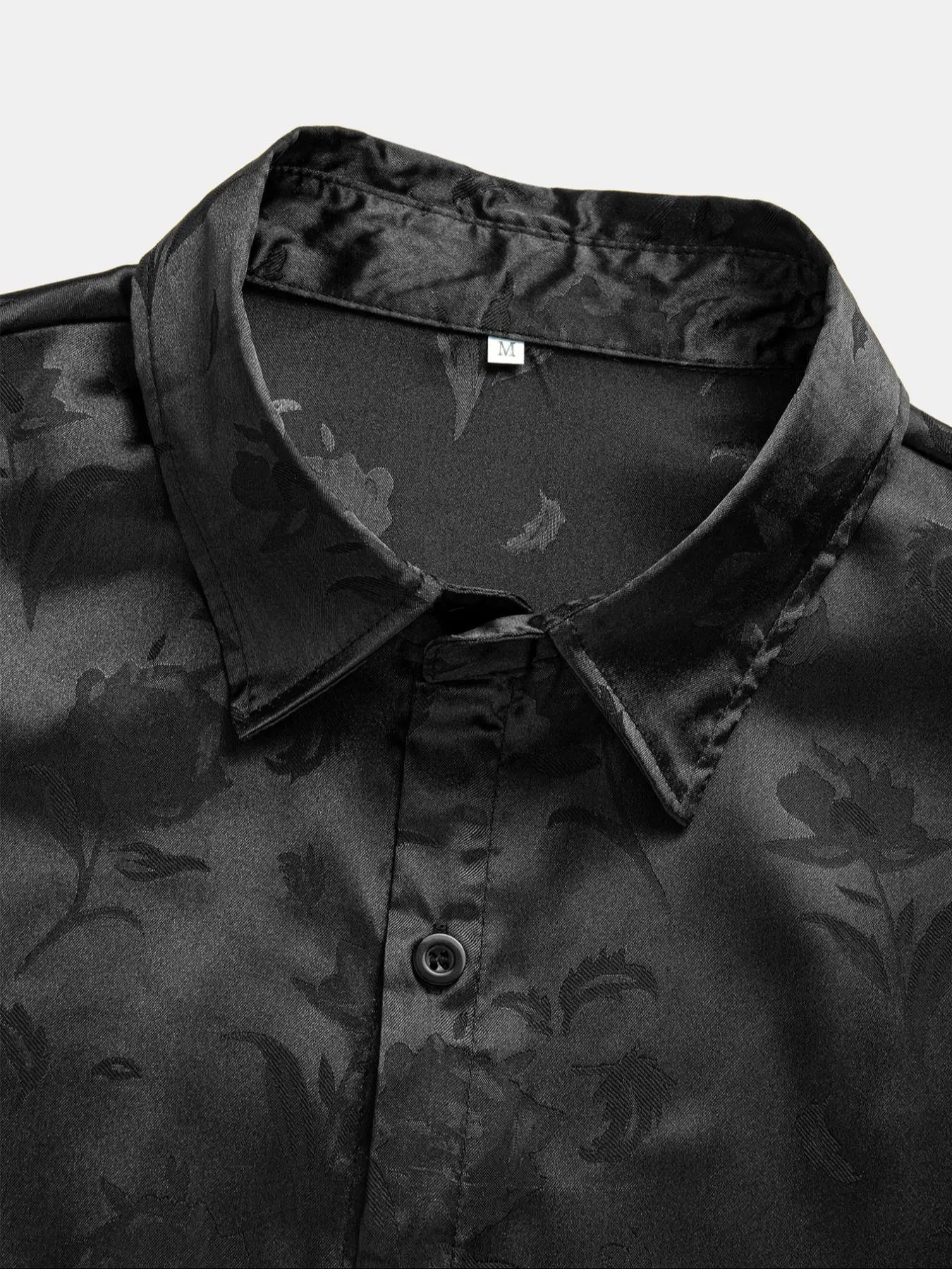 Men's Rose Print Botanical Floral Jacquard Shirt, Regular Fit Short Sleeve Casual Button Collared Top for Summer, Fashion Men's Clothes for Daily Wear, Casual Stylish Menswear, Casual Summer Clothing