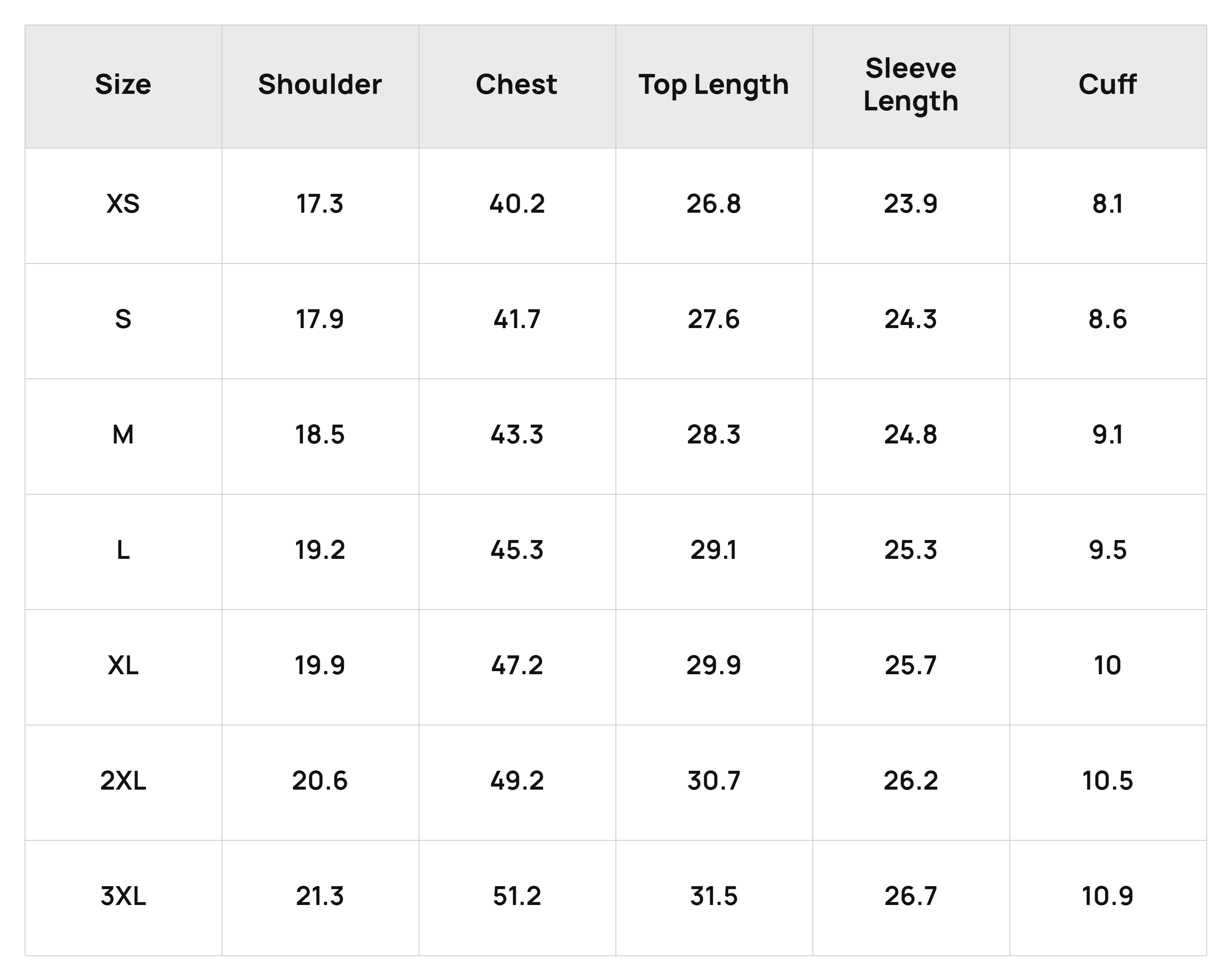 Size Chart