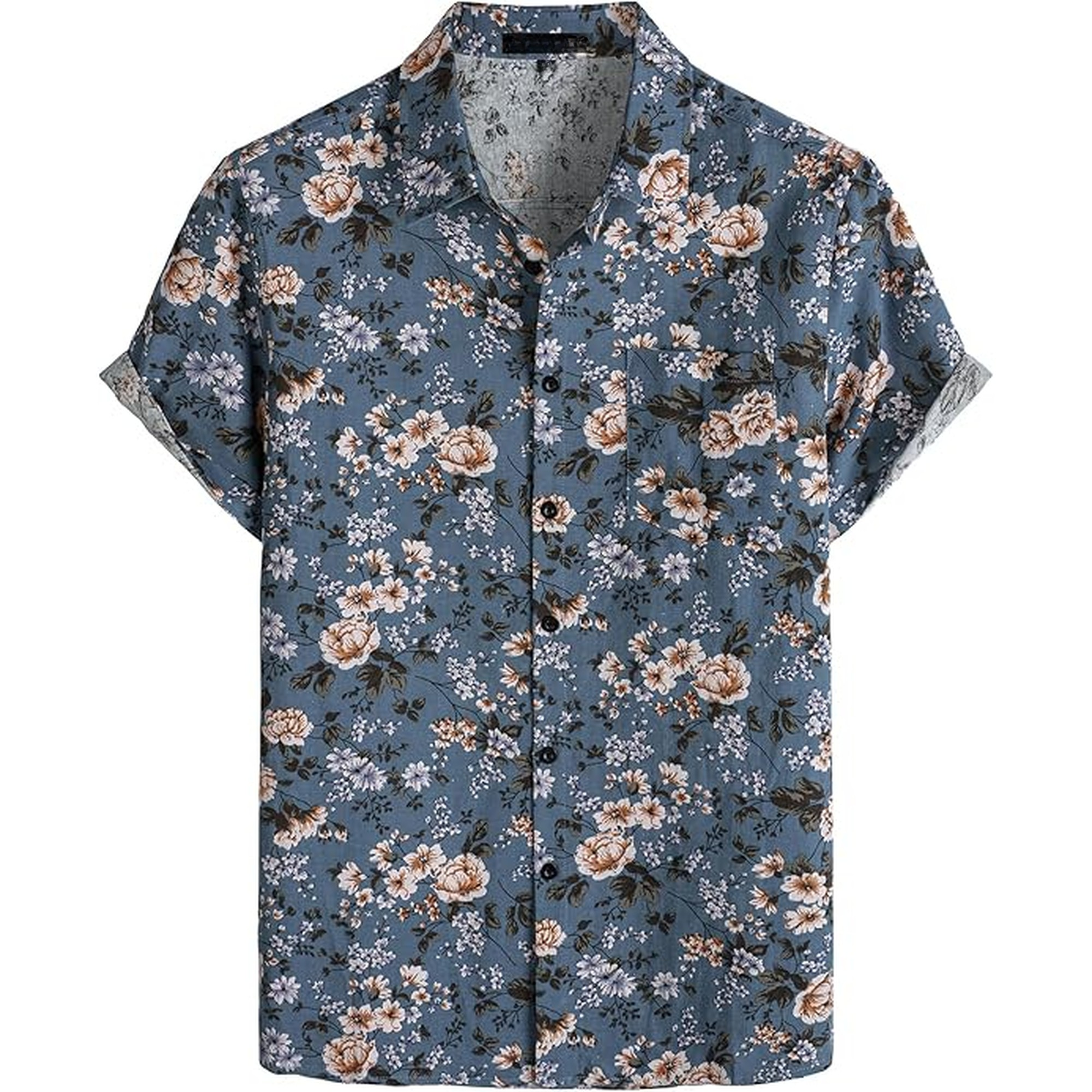 Printed Casual Short Sleeve Button Down Shirts For Men