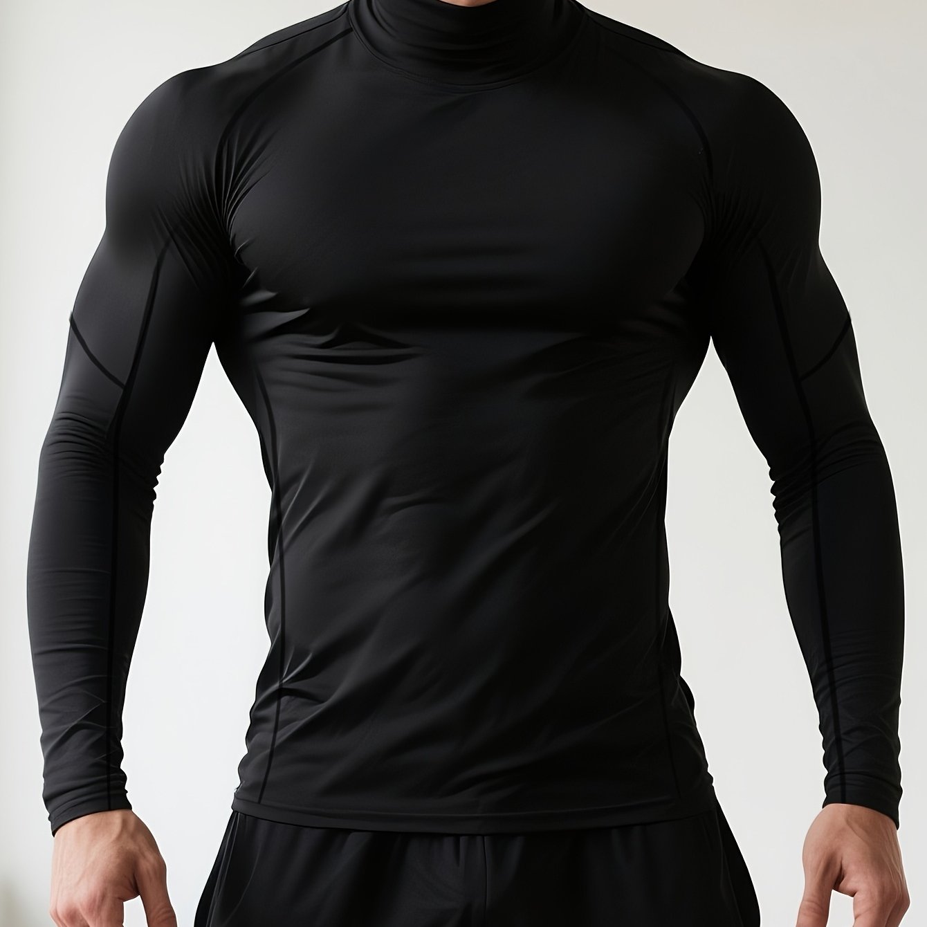 Long Sleeve High Collar Compression Shirt for Men