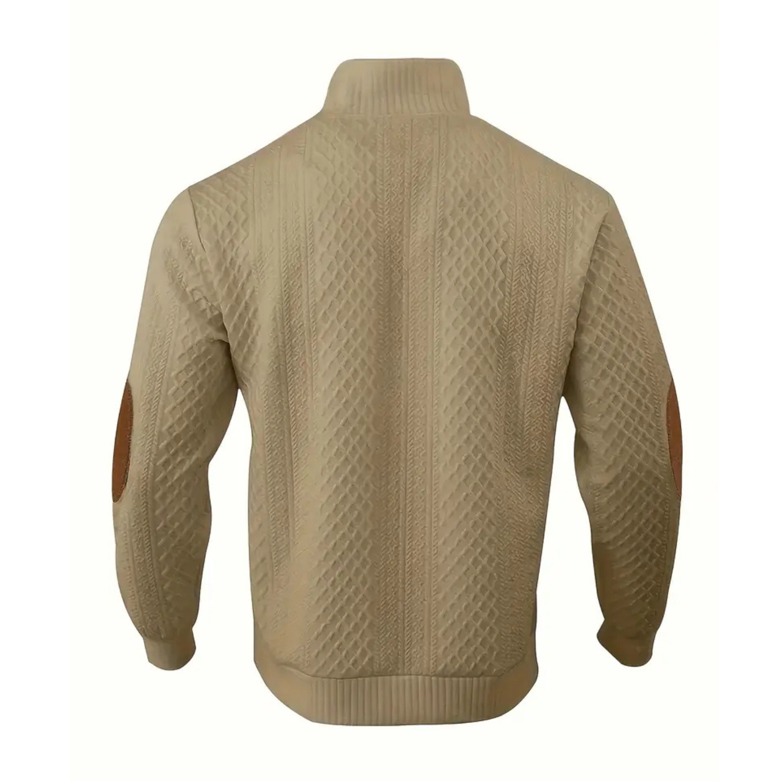 Textured Henley Long Sleeve Button Up Sweater With Stand Collar For Men