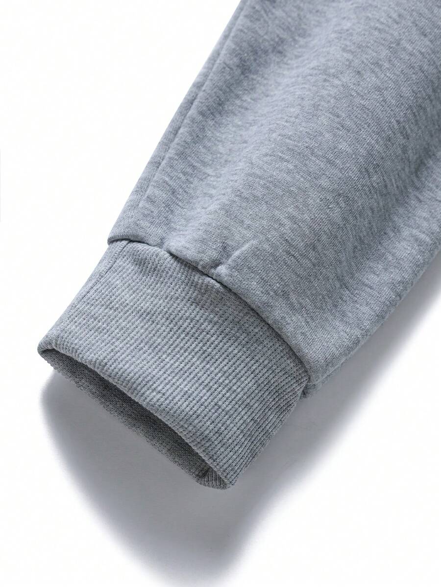 Men's Stand Collar Zipper Half Placket Casual Versatile Commute Autumn/Winter Long Sleeve Sweatshirt - Grey - View 7