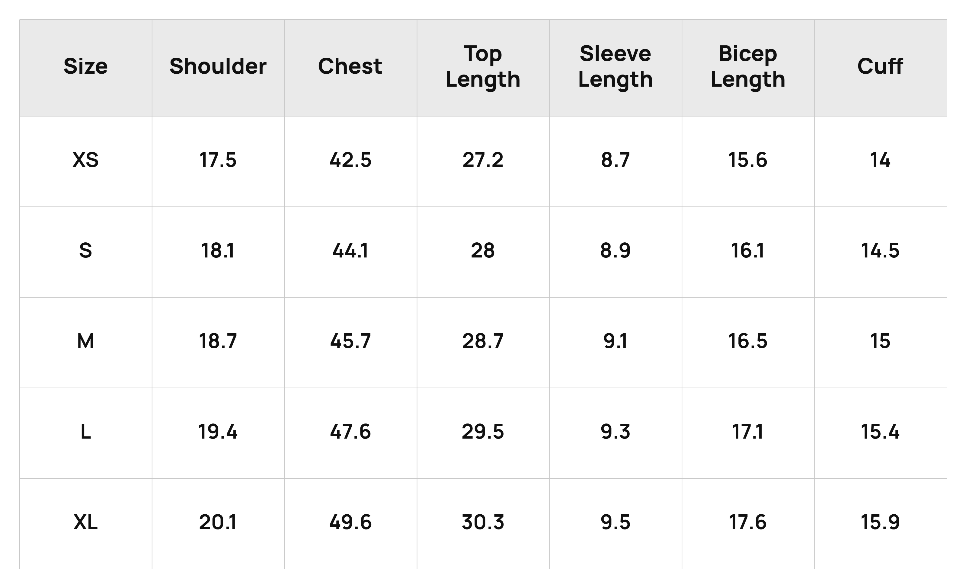Size Chart