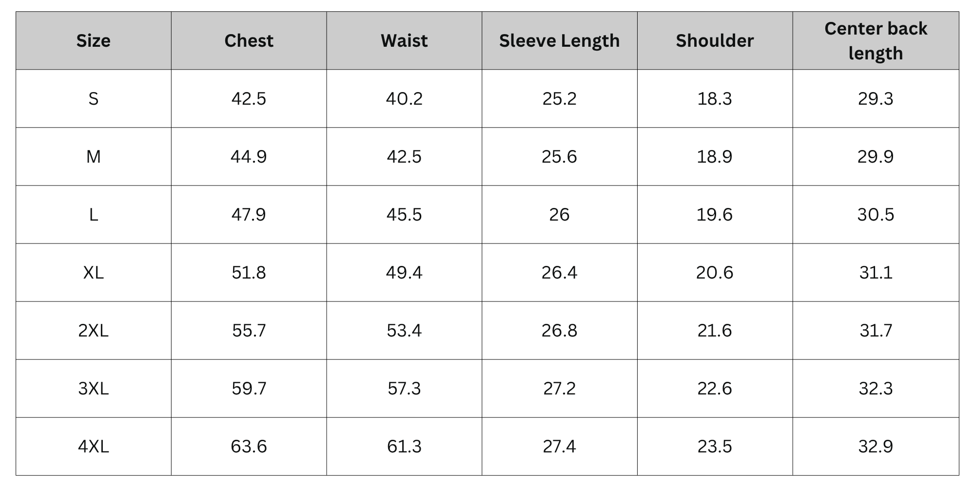 Size Chart