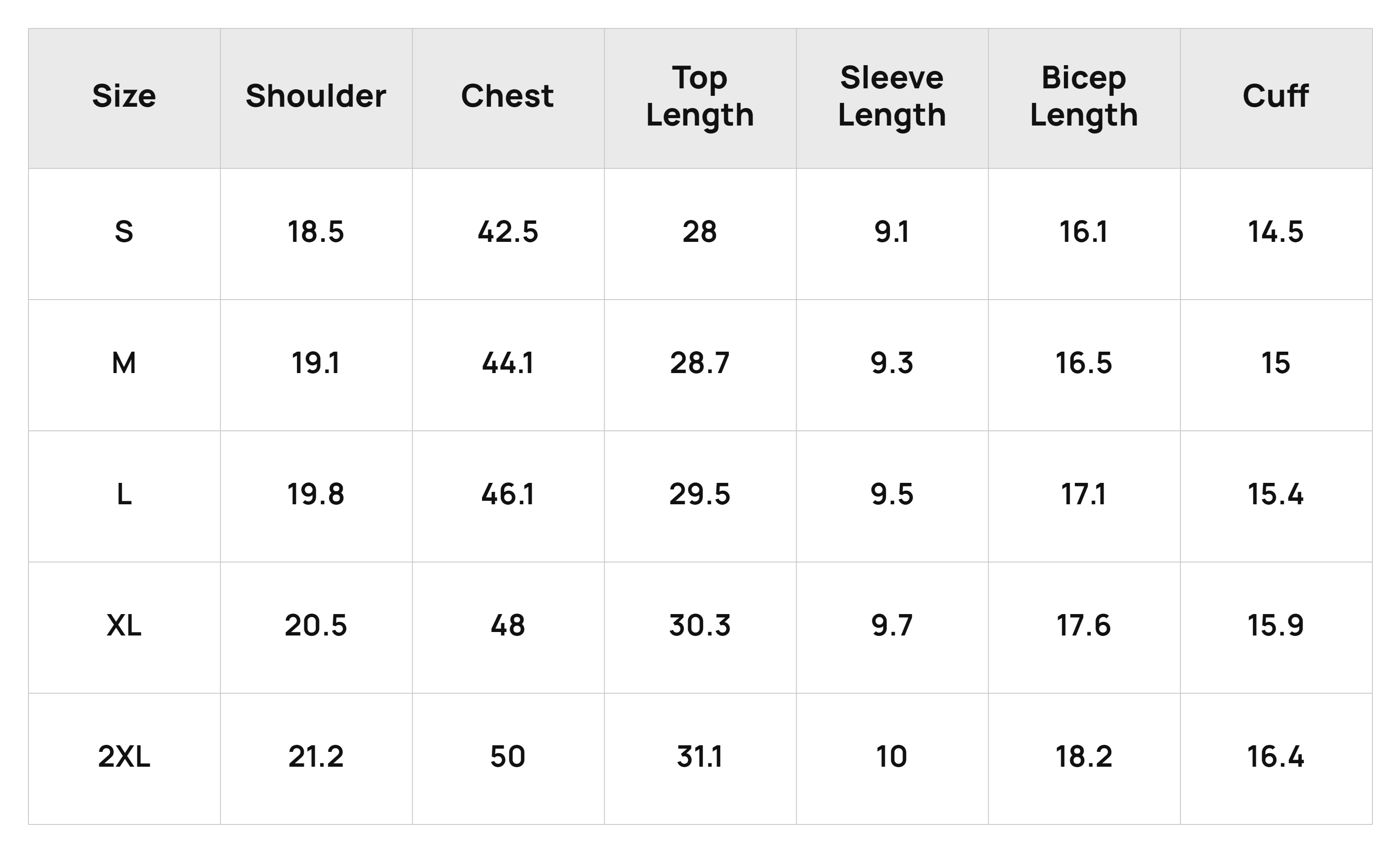 Size Chart