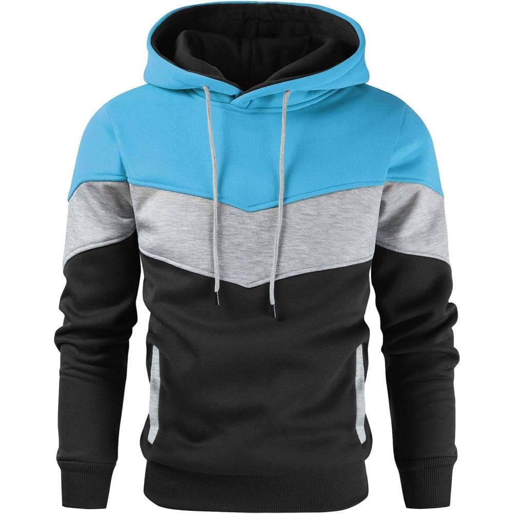 Men Color Block Pullover Hoodie