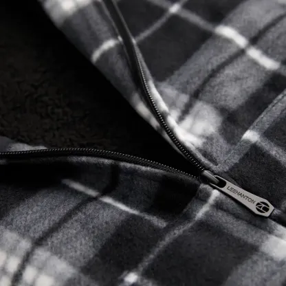 Plaid Fleece Zip Up Hoodie Jacket