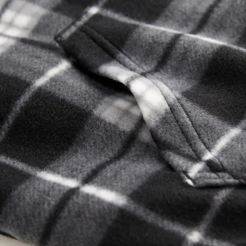 Plaid Fleece Zip Up Hoodie Jacket