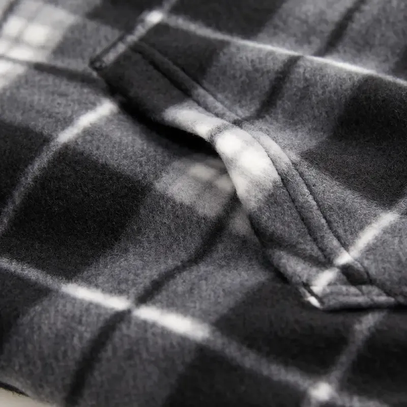 Plaid Fleece Zip Up Hoodie Jacket