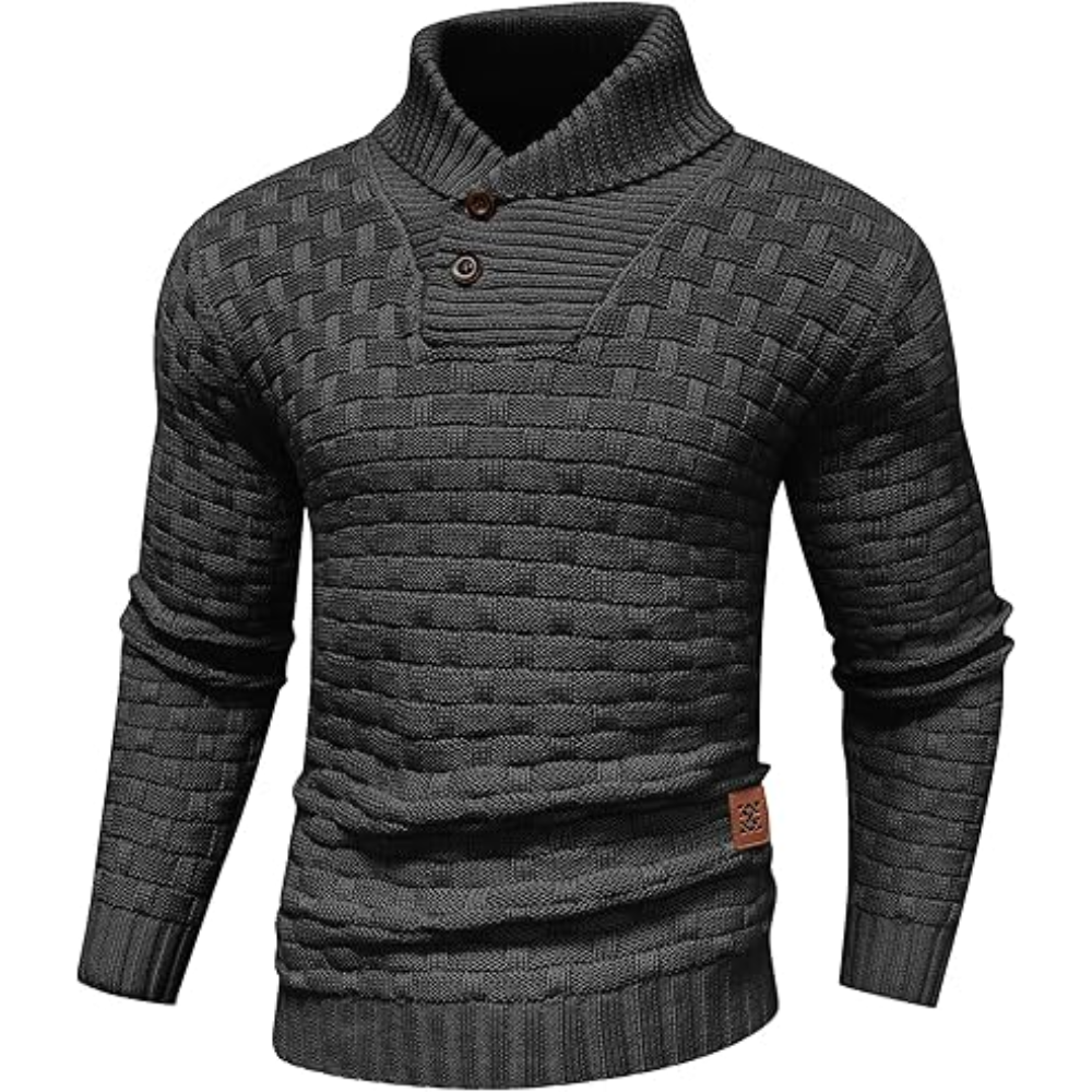 Men's Turtleneck Sweater Shawl Collar Pullover Sweaters Regular Fit Knitted Tops