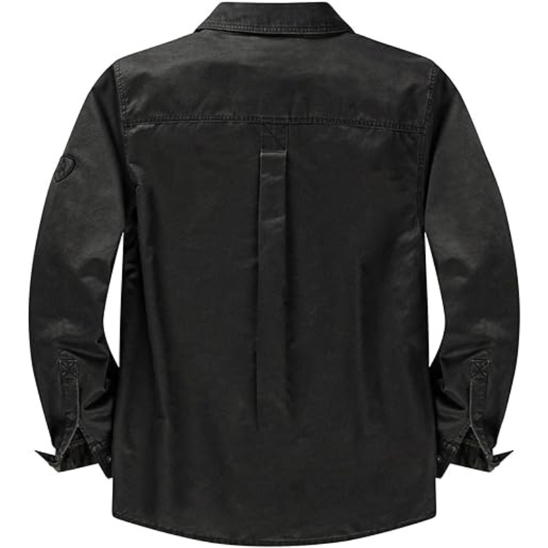 Mens Flannel Lined Shirt Jacket Waxed Cotton Water Resistant