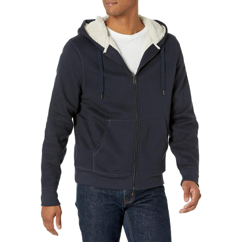 Hoodie For Men, Sherpa-Lined Full-Zip Fleece Sweatshirt