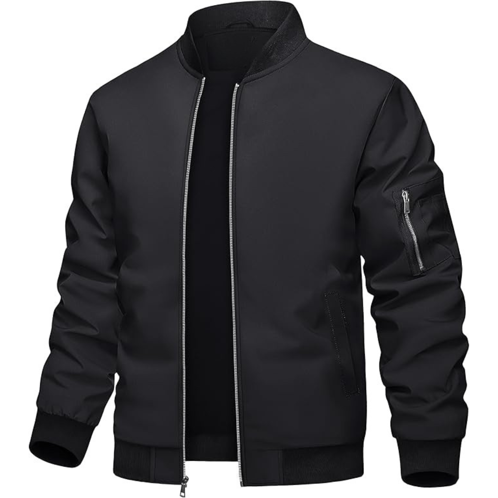 Lightweight Zip Up Bomber Jacket With Utility Pocket For Men
