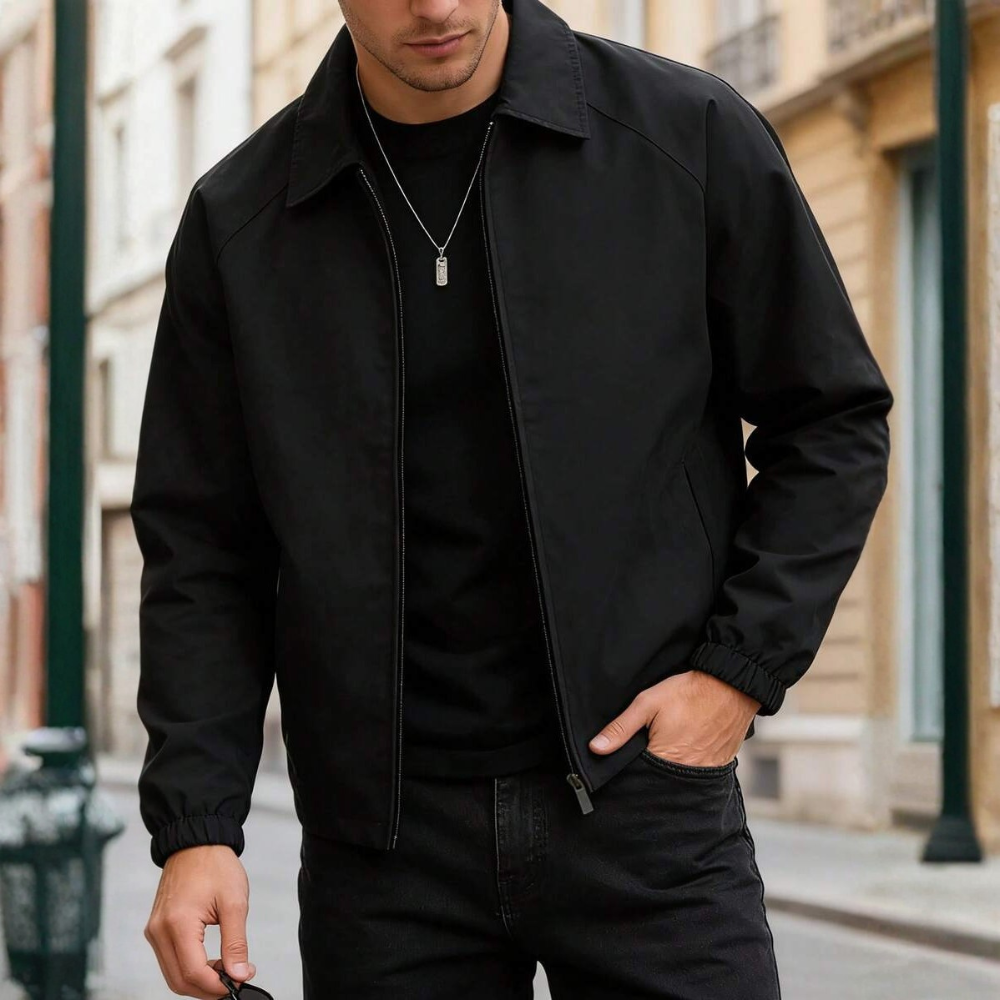 Solid Color Zipper Coach Jacket With Collar For Men
