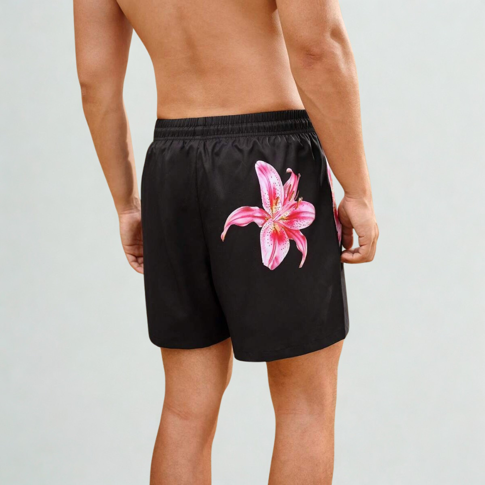 [Copy]1pc Men's Summer Beach Vacation Style Drawstring Waist 2 In 1 Beach Shorts