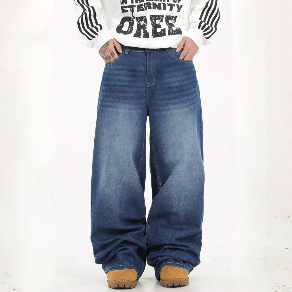 Loose Washed Denim Casual Baggy Wide Jeans