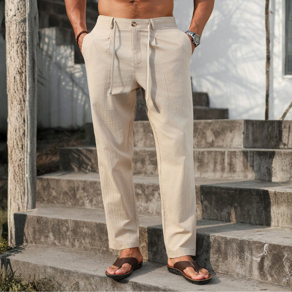Solid Drawstring Tapered Pants For Men