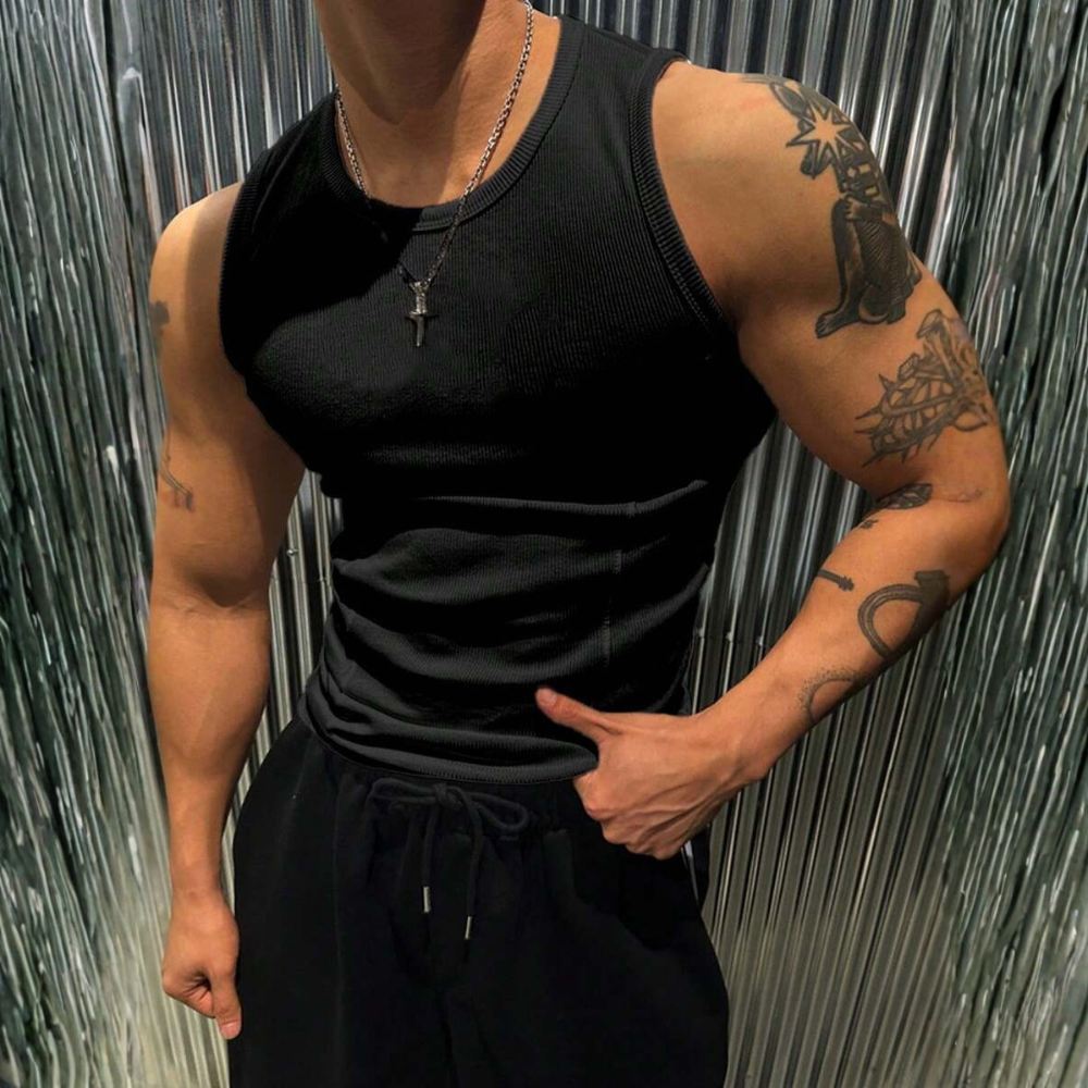 Solid Color Sleeveless Casual Tank Top For Men