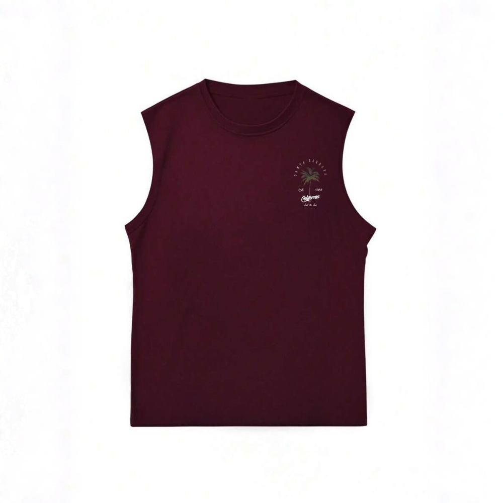 Coconut Tree Letter Print Casual Tank Top For Men