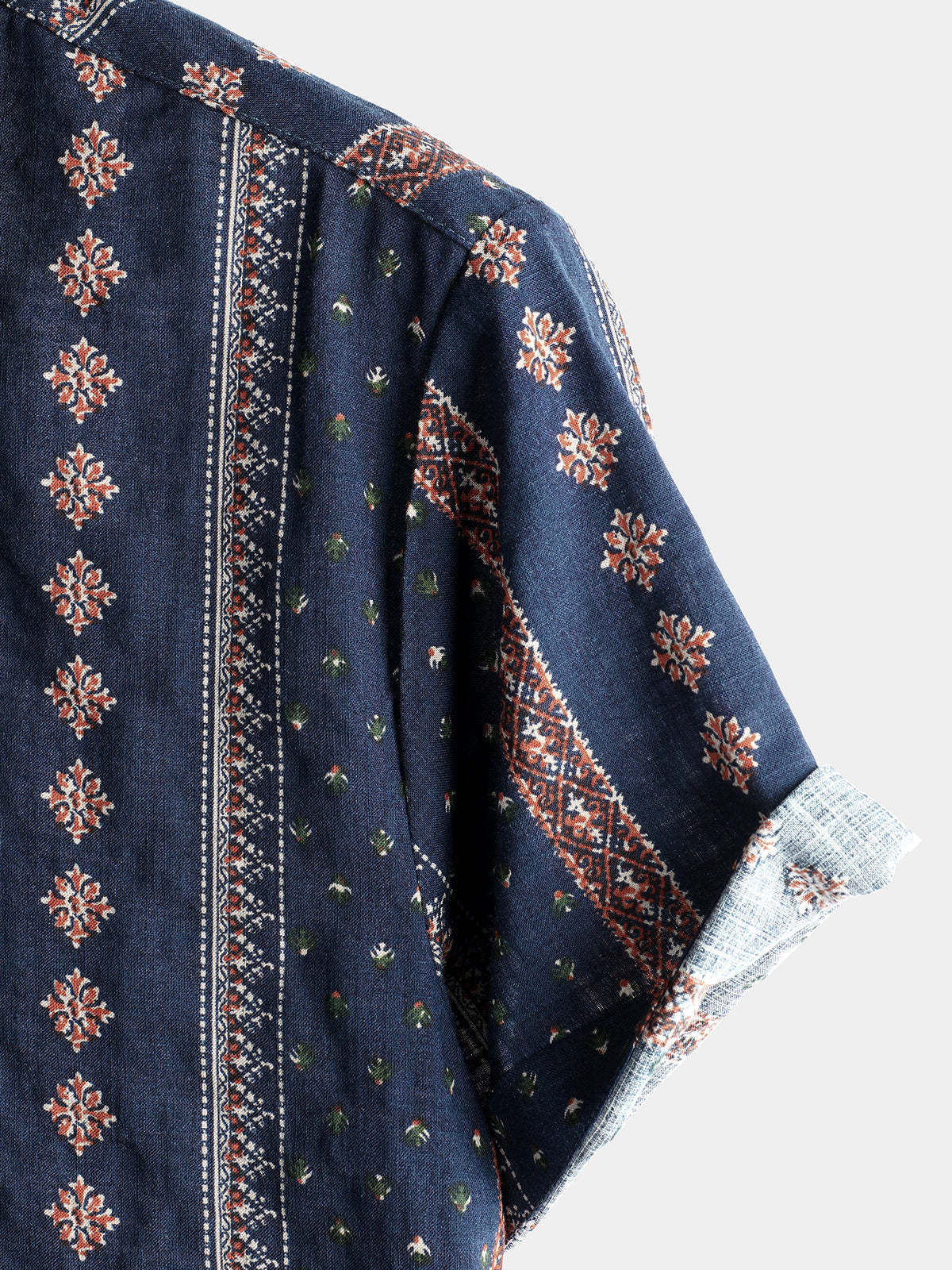 Men Retro Button Up Short Sleeve Shirt