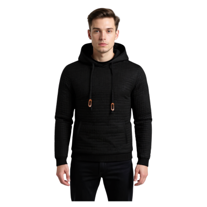 Men Hooded Sweatshirt With Long Sleeves And Drawstring Design