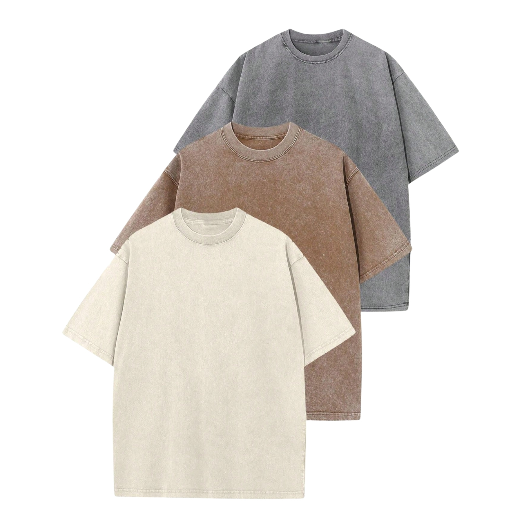 Pack Of 3 Heavyweight Solid Color Retro T Shirt