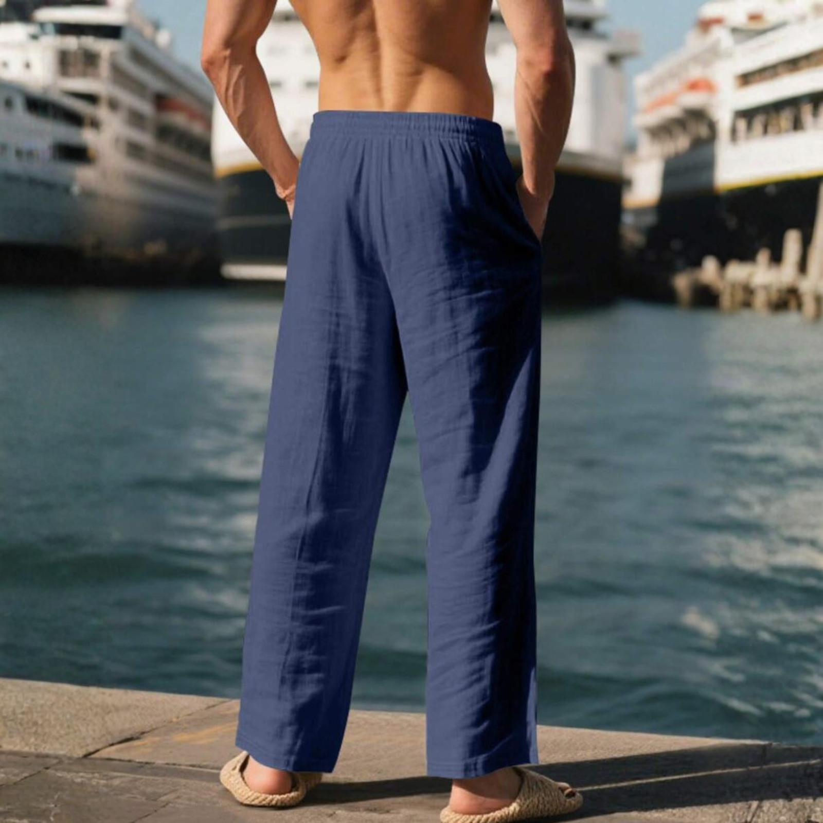 Loose Drawstring Sports Pants With Pockets For Men