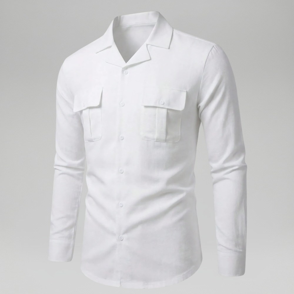 Linen Blend Long Sleeve Button Up Shirt For Men