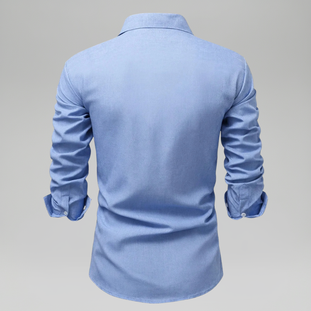 Linen Blend Long Sleeve Button Up Shirt For Men