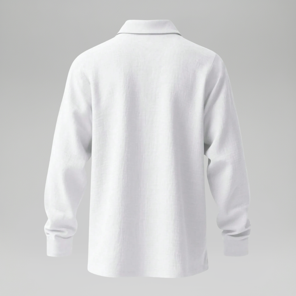 Lightweight Loose Fit Half Placket Long Sleeve Polo Shirt For Men