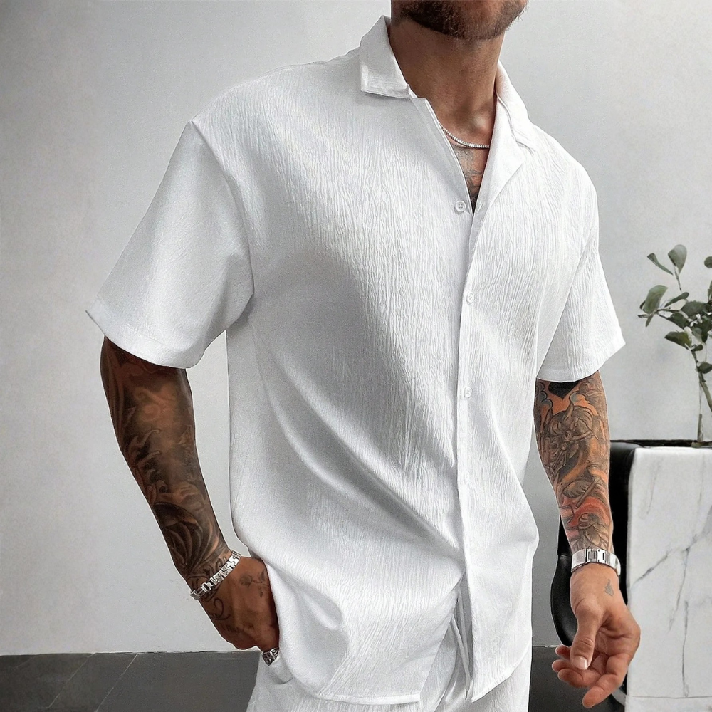 Retro Style Linen Short Sleeve Casual Beach Shirt For Men