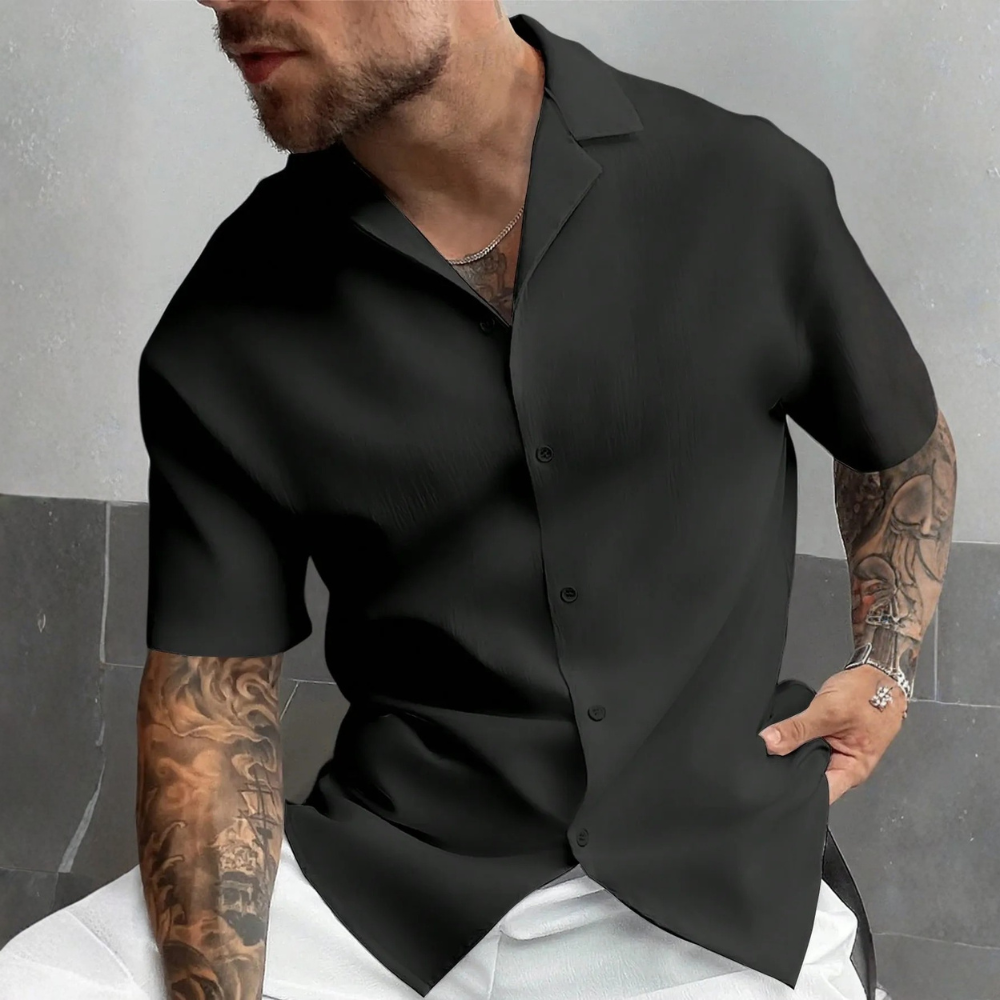 Retro Style Linen Short Sleeve Casual Beach Shirt For Men