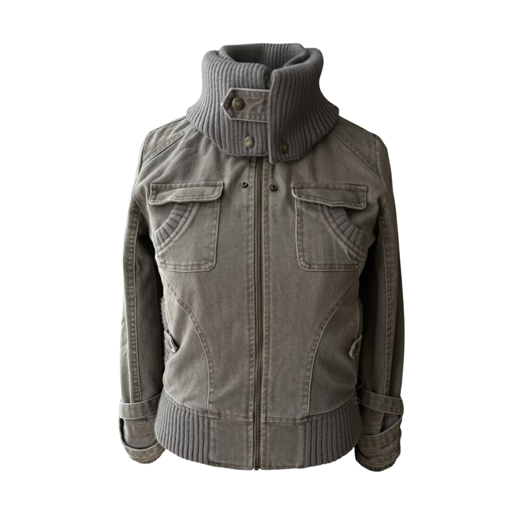 Ribbed Collar Cargo Jacket