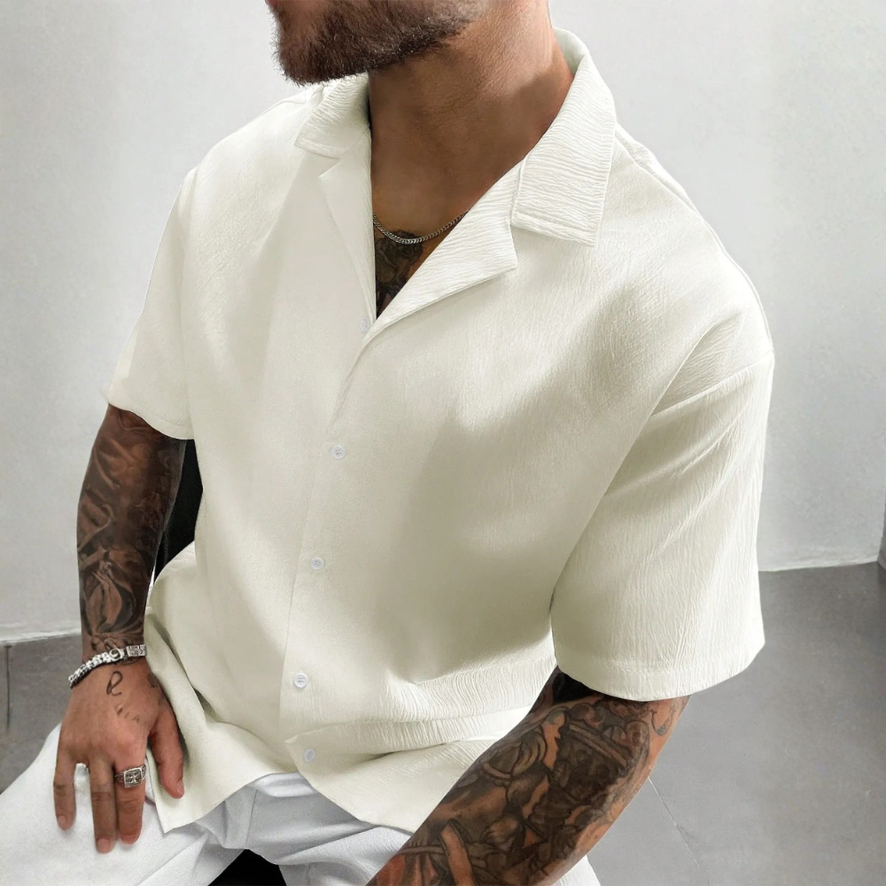 Retro Style Linen Short Sleeve Casual Beach Shirt For Men