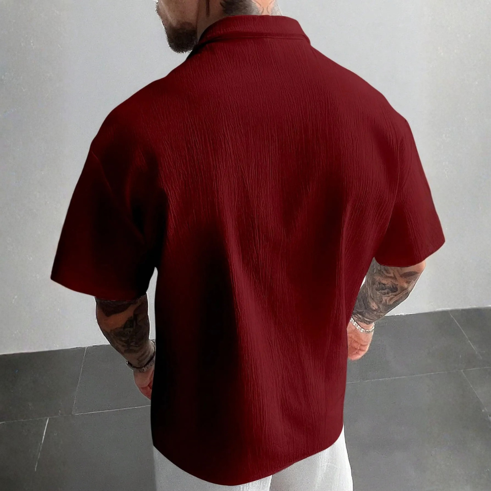 Retro Style Linen Short Sleeve Casual Beach Shirt For Men