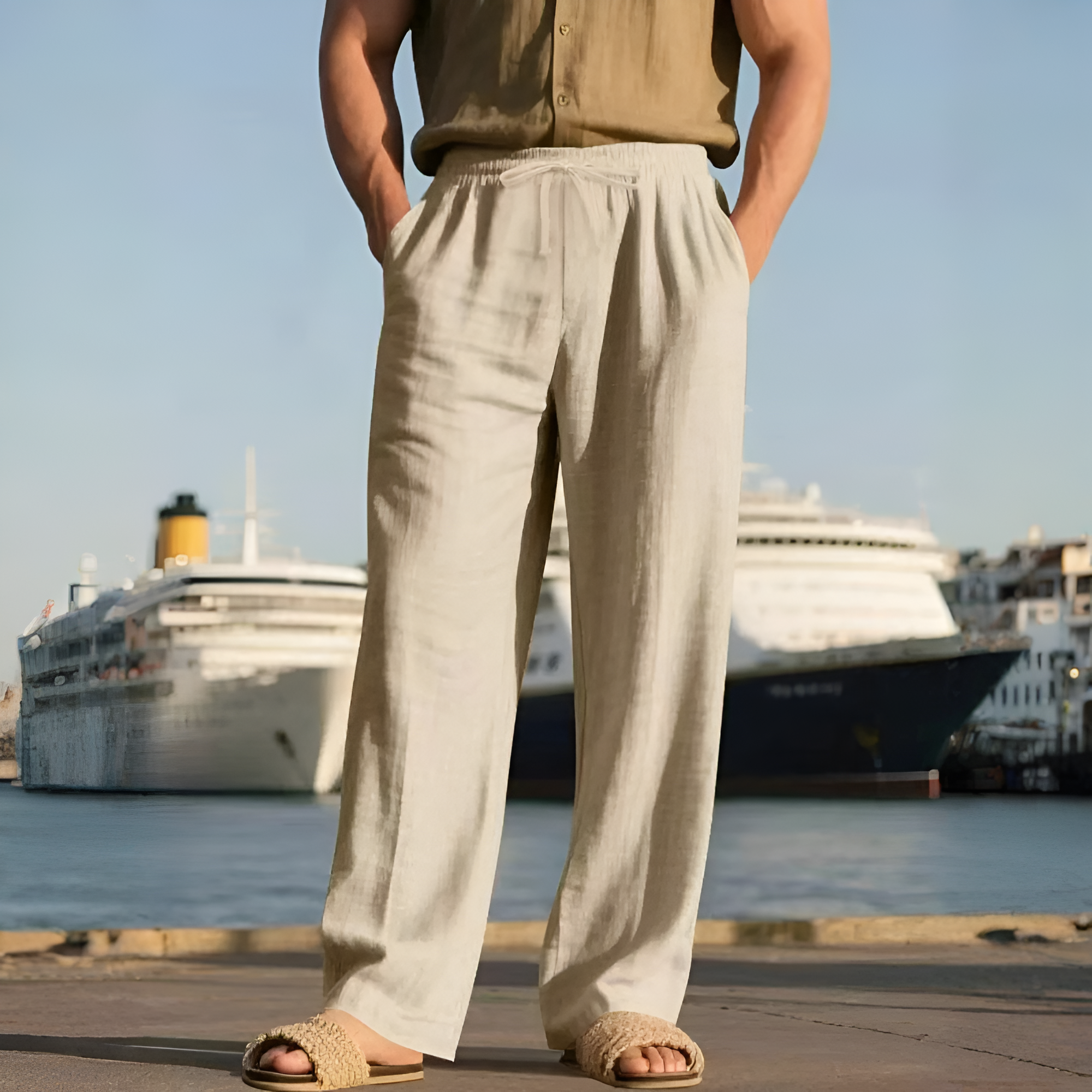 Lightweight Loose Fit Pants With Pockets For Men