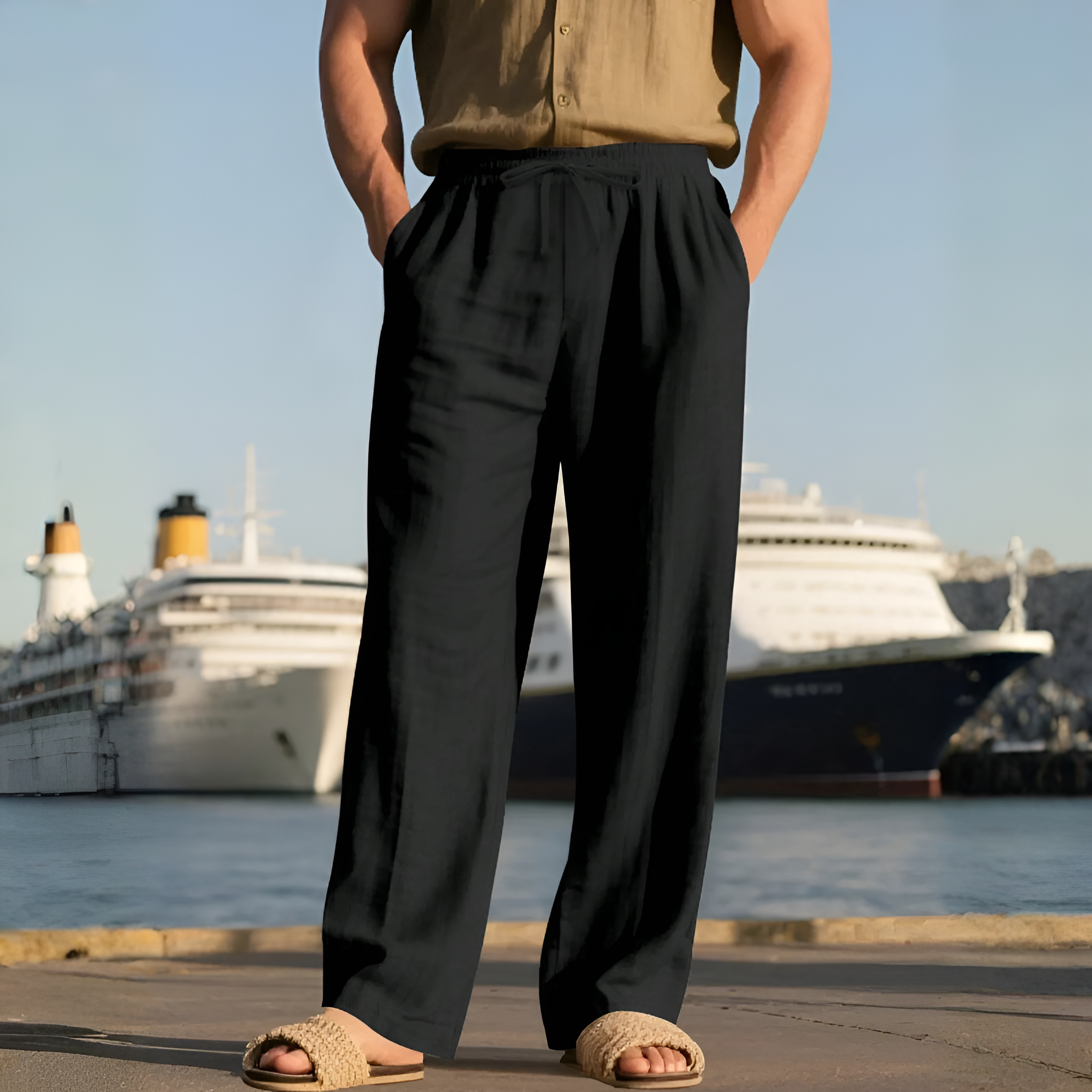 Lightweight Loose Fit Pants With Pockets For Men