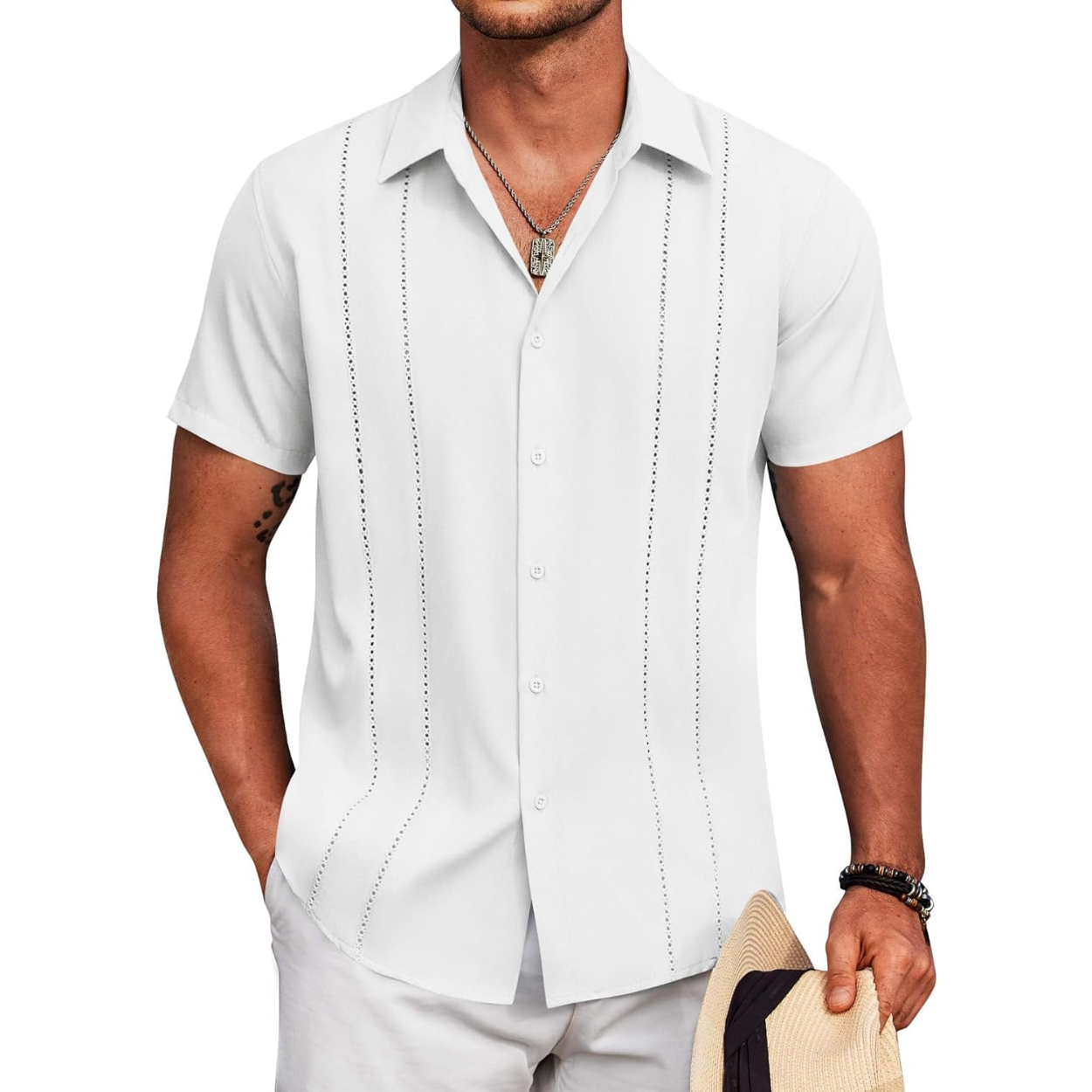 Summer Beach Guayabera Button Down Shirt