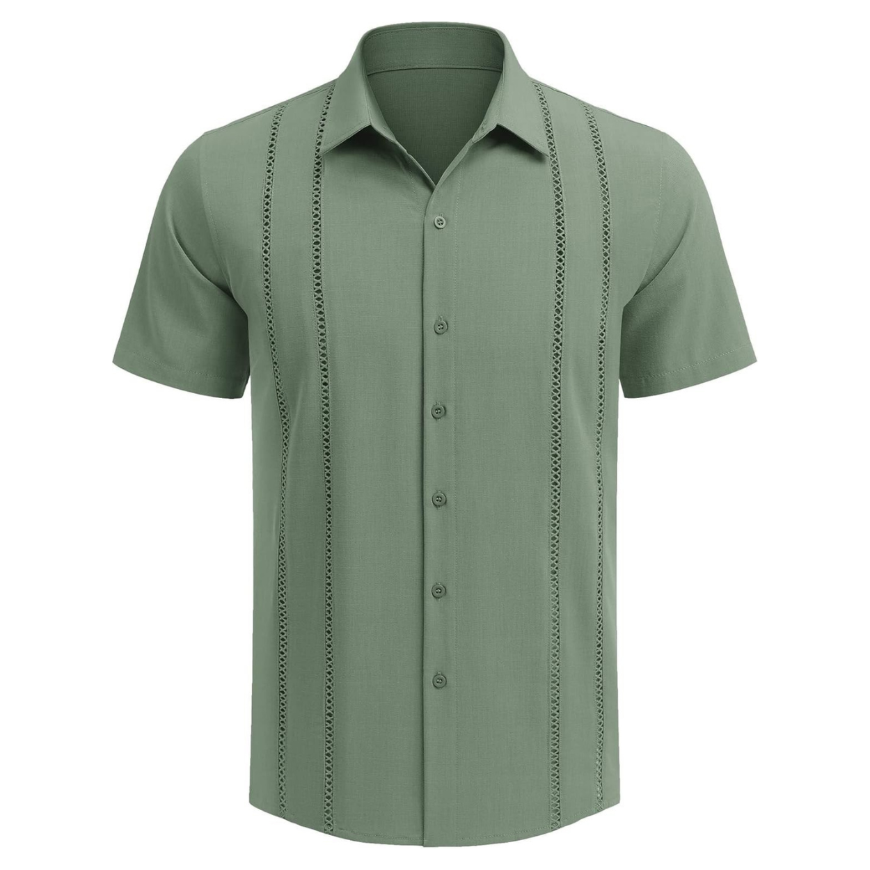 Casual Summer Guayabera Short Sleeve Button Down Shirt