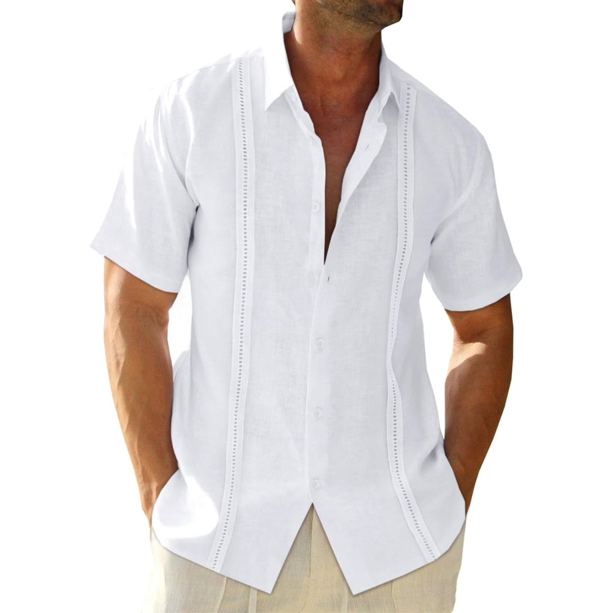 Casual Cuban Guayabera Short Sleeve Shirt For Men