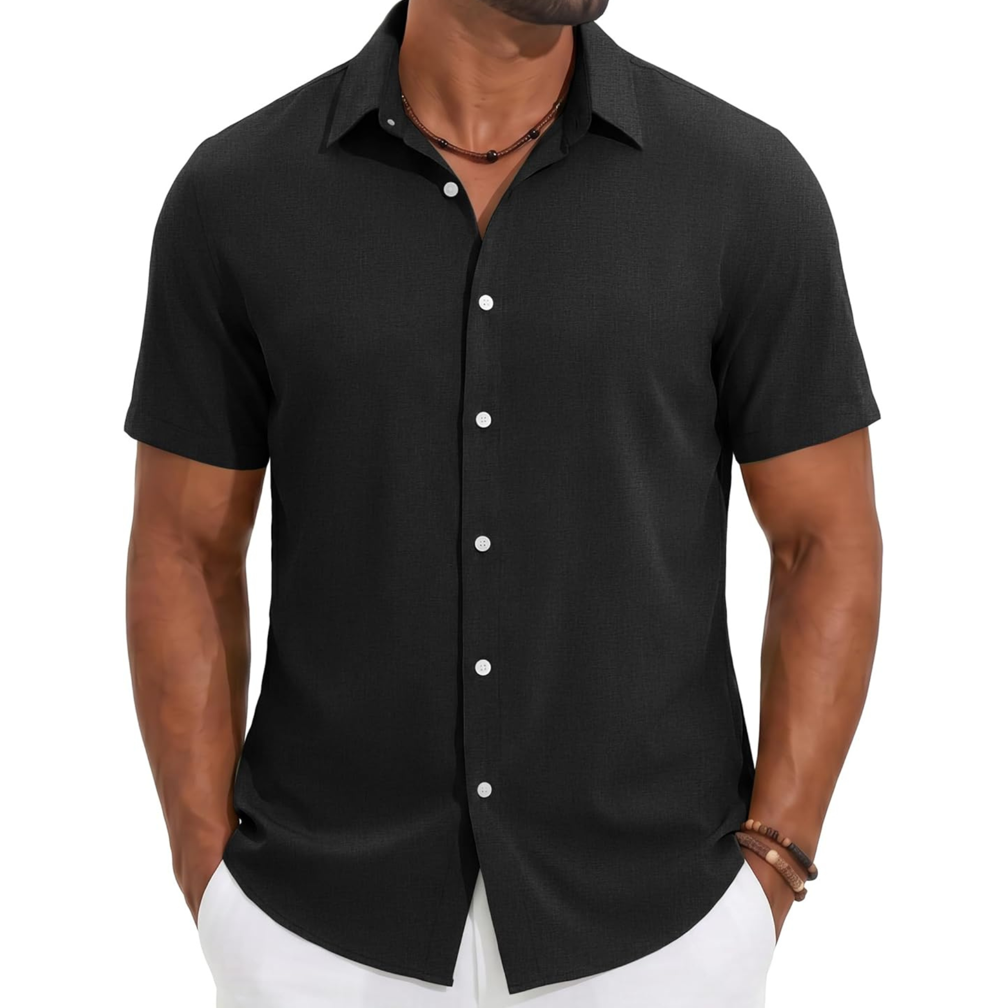 Casual Lightweight Linen Beach Button Down Summer Shirt