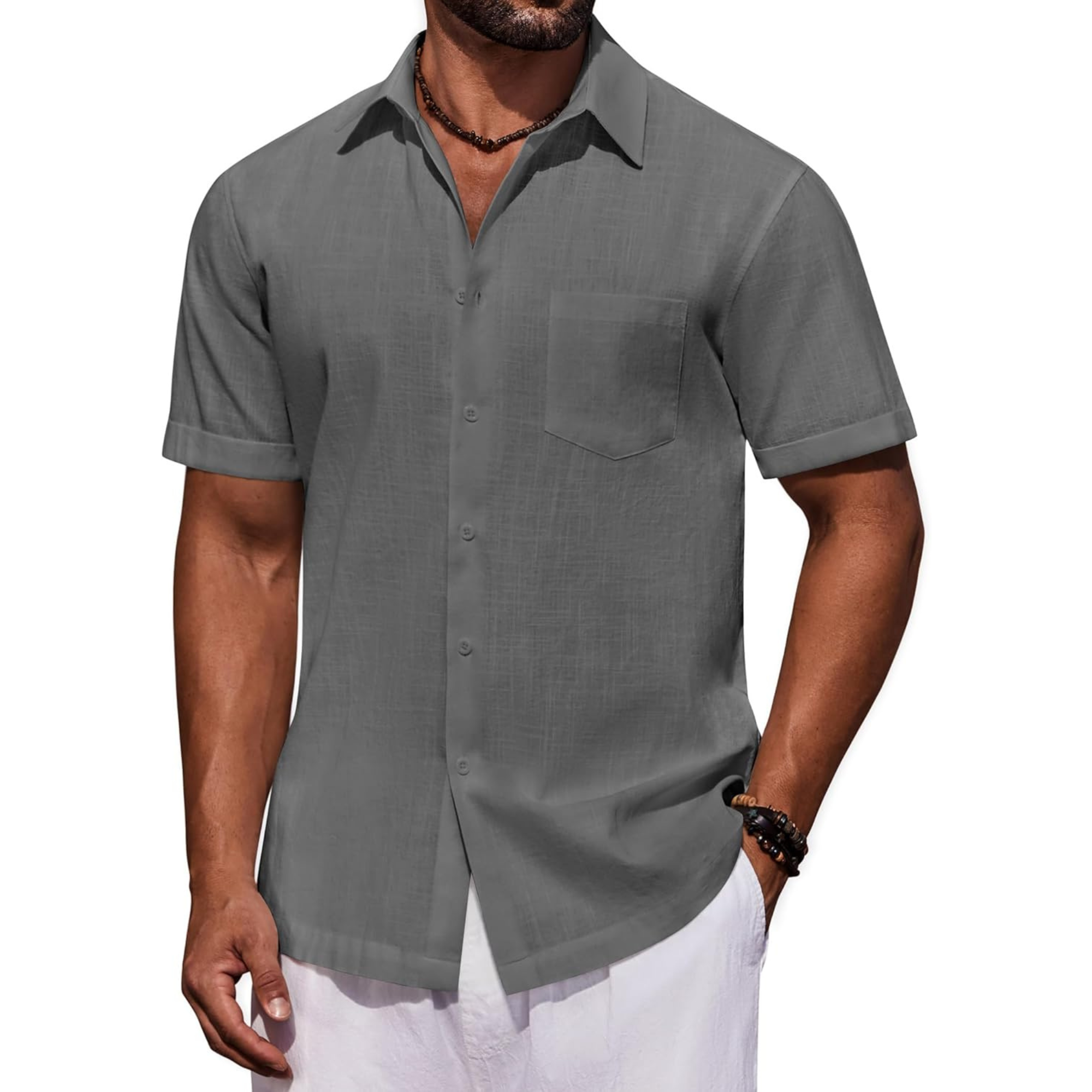 Casual Cotton Linen Summer Beach Button Shirts