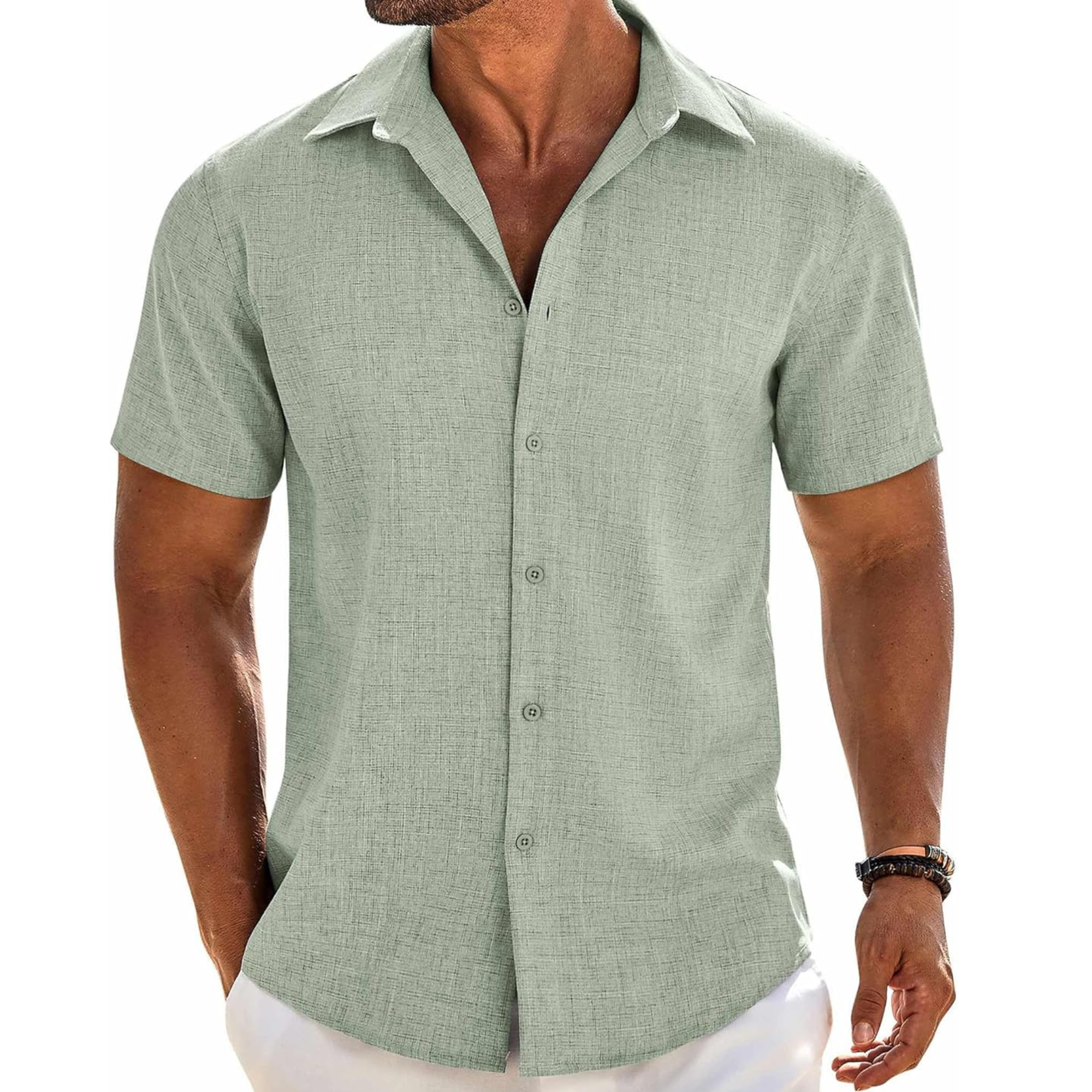 Casual Button Down Linen Summer Beach Shirt