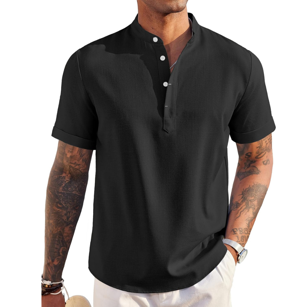 Linen Henley Shirt Casual Summer Beach T Shirts