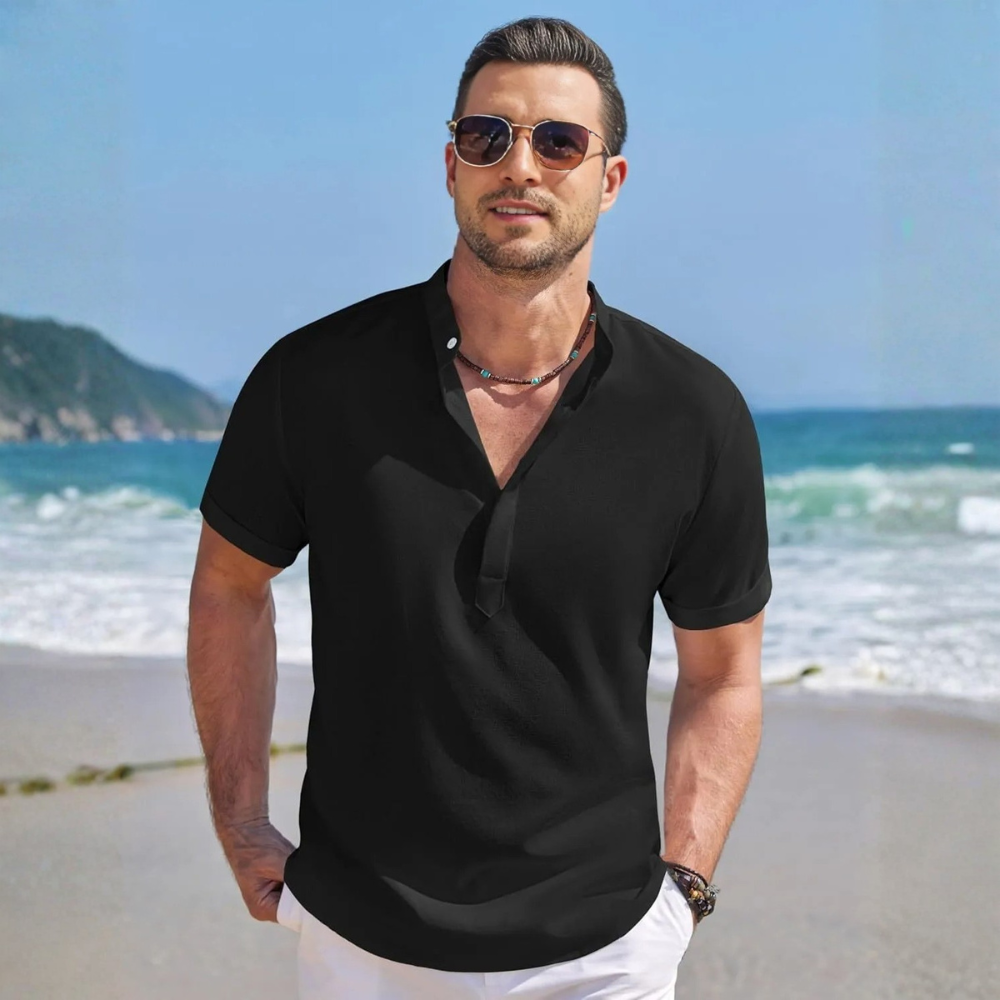 Linen Henley Shirt Casual Summer Beach T Shirts